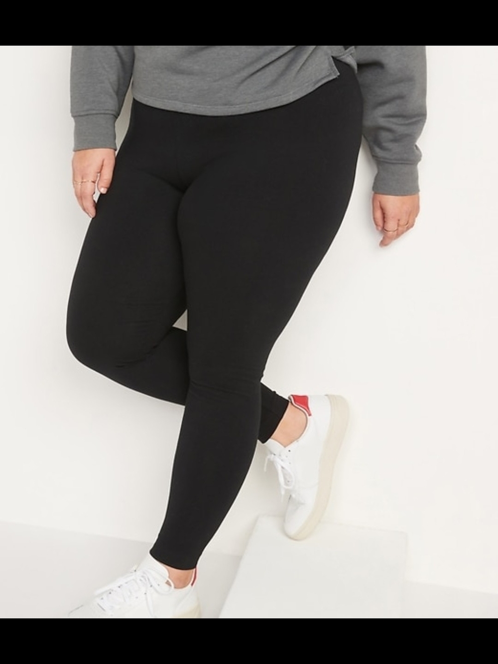 Old Navy Women's Black High Waisted Jersey Fashion Layering Leggings, Large